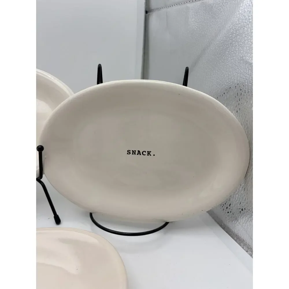 Rae Dunn Oval Snack Plates 8